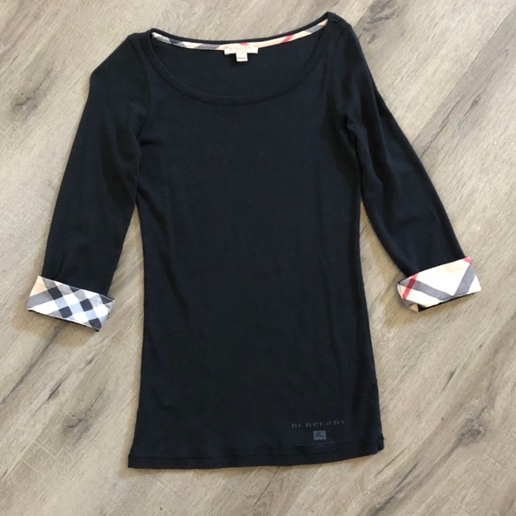 Burberry Brit check cuff 3/4 sleeve tee - Picture 2 of 8